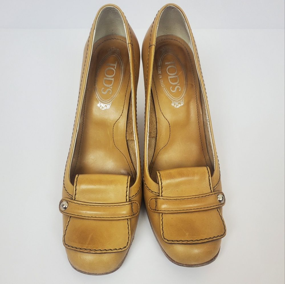 TOD'S Stacked Heel Loafer Pumps - Picture 3 of 15